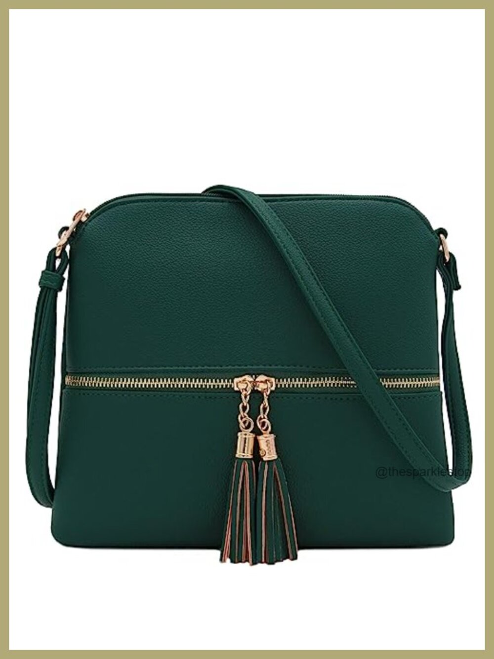 Faux Leather Crossbody Bag with Tassel Lightweight Adjustable Strap